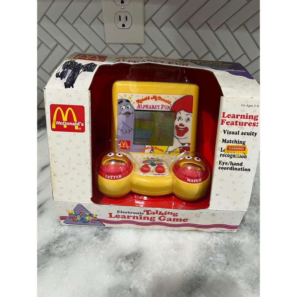 Vintage 1994 McDonald’s Alphabet Fun Game My First Tiger Talking Toy NIB